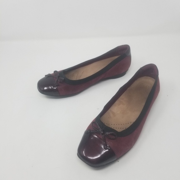 Clarks Artisan Collection Burgundy Kinzie Cap Toe Ballerina Leather Flats 6.5XW - Picture 15 of 15